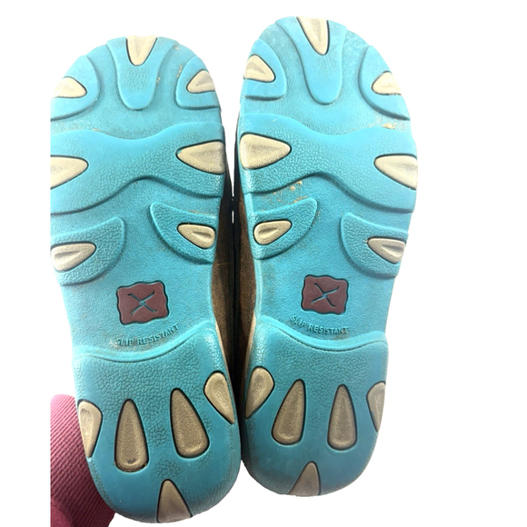 Twisted X Womens Size US 9.5 M Bomber Turquoise Checker Driving Mocs WDMS006 - Picture 4 of 16